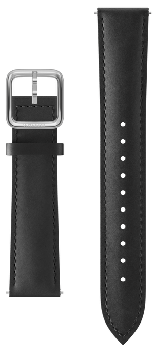 Curved Leather Wristband 18mm Black & Silver