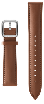 Curved Leather Wristband 18mm Dark Brown & Silver