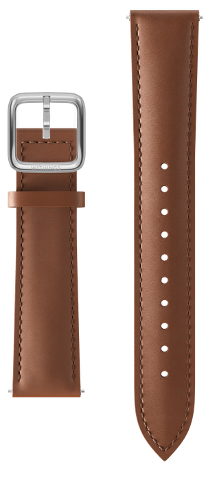 Curved Leather Wristband 18mm Dark Brown & Silver