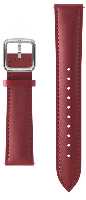 Curved Leather Wristband 18mm Burgundy & Silver