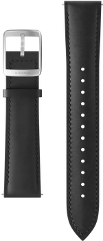 Curved Leather Wristband 20mm Black & Silver