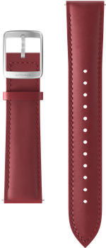 Curved Leather Wristband 20mm Burgundy & Silver