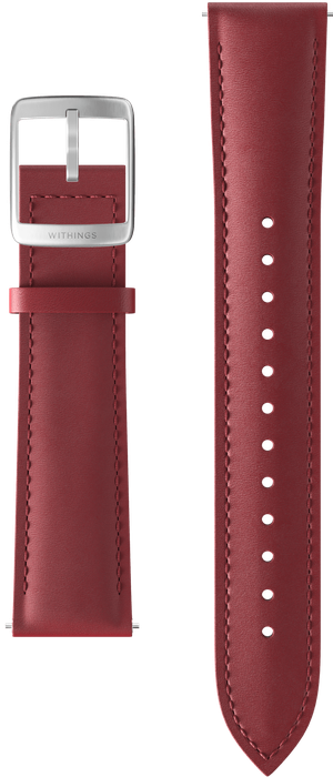 Curved Leather Wristband 20mm Burgundy & Silver