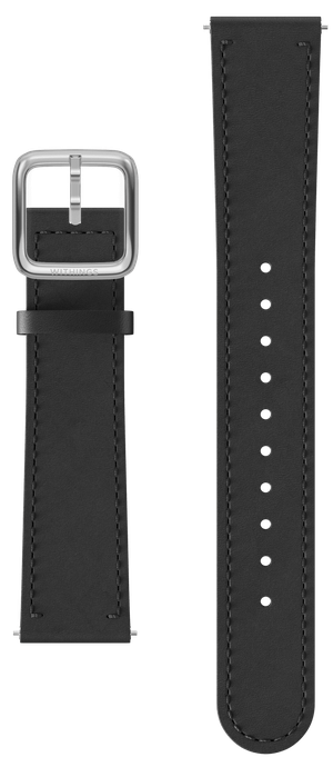Leather Wristband 18mm Black & Silver