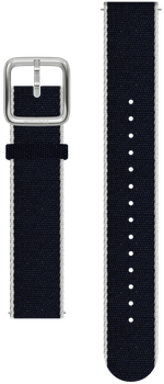 Recycled Woven PET Wristband 18mm Navy Blue, White & Silver