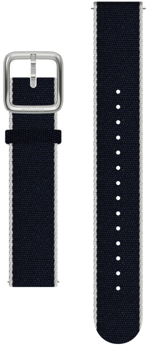 Recycled Woven PET Wristband 18mm Navy Blue, White & Silver