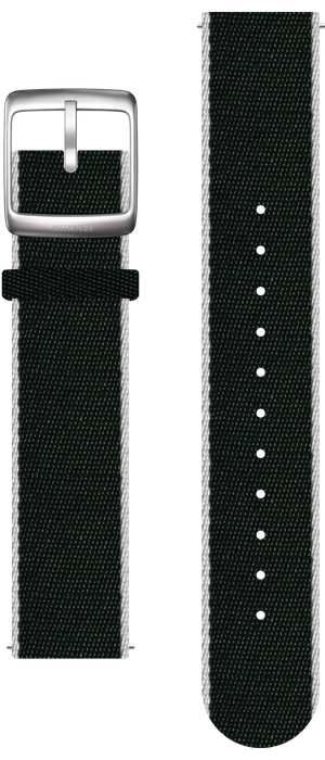 Recycled Woven PET Wristband 20mm Khaki Green, White & Silver